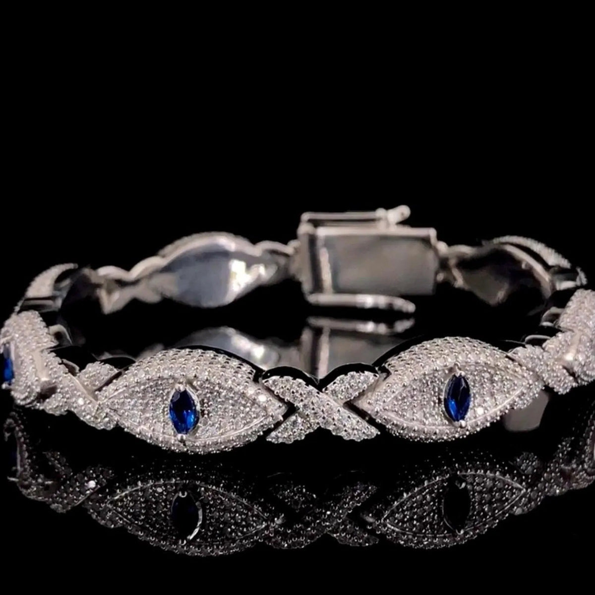 Iced Out Evil Eye Bracelet – VVS1 Moissanite 925 Silver | ONYX RATAN