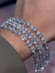 VVS1 Pear Cut Moissanite Fancy Bracelet – 925 Silver | ONYX RATAN