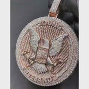 Custom Moissanite Eagle Name Pendant in Sterling Silver – Two-Tone Iced Out Medallion